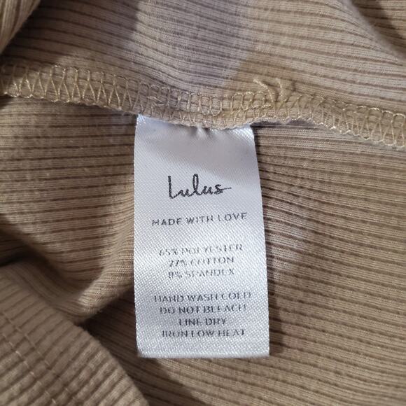 Lulus Go With You Ribbed Ruched Cutout Bodycon Mini Dress Womens Size XL Beige - Picture 8 of 10